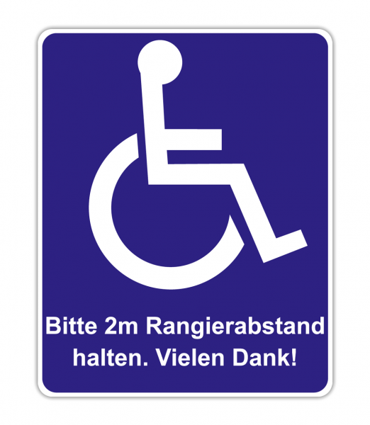 Aufkleber Rollstuhl 2m Rangierabstand halten